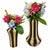 Art Deco Hollywood Regency Black & Tan Fluted Ceramic Vase Pair For Sale - Image 4 of 16