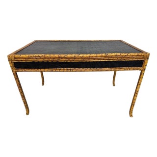 Vintage Scorched Bamboo Writing Desk For Sale