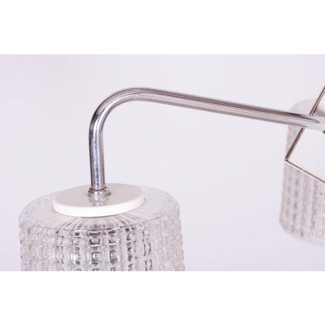 Mid-Century Chrome and Opaline Glass Chandelier by Drukov, Czech, 1970s For Sale - Image 3 of 10
