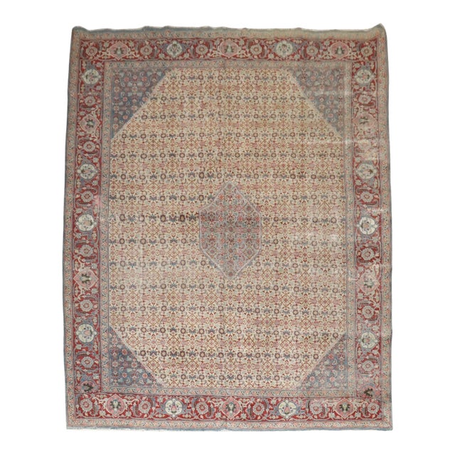 Antique Zabihi Collection Tabriz Worn Rug - 9'5" x 13'6" For Sale