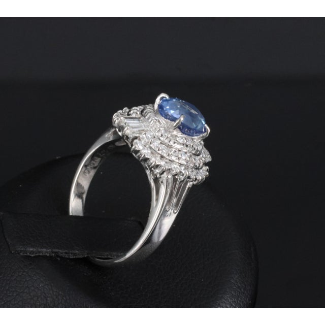 Late 20th Century Rare 2.09ct Gia Ceylon No Heat Sapphire & 0.69ct Diamond Platinum Ring Size 5.25 For Sale - Image 10 of 17