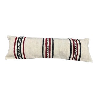 Turkish Hemp Pillow Cushion Natural Beige Black Cushion Cover 14"x45" For Sale
