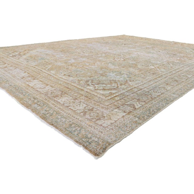 Distressed Antique Persian Mahal Rug 09'00 x 12'06. Emanating traditional sensibility and rugged beauty with an earthy...