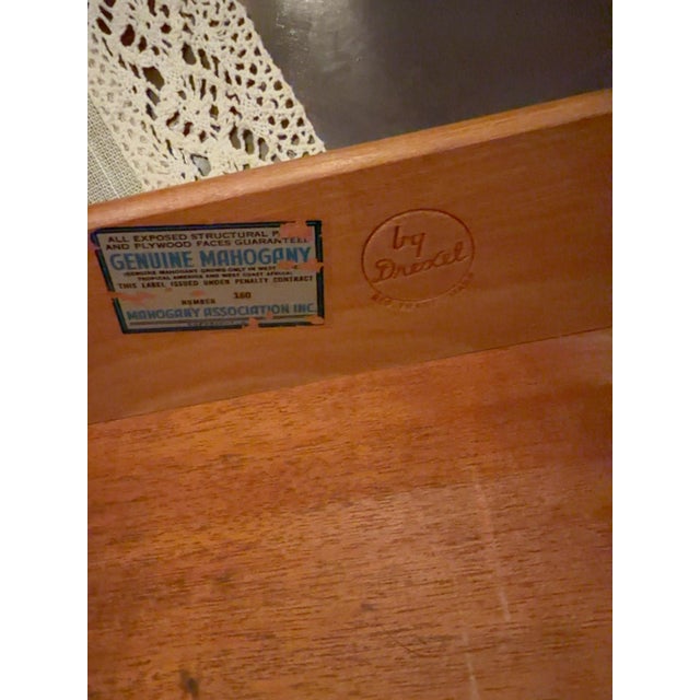 Wood Restored Vintage Drexel Genuine Mahogany Nightstand With Brass Hardware For Sale - Image 7 of 12