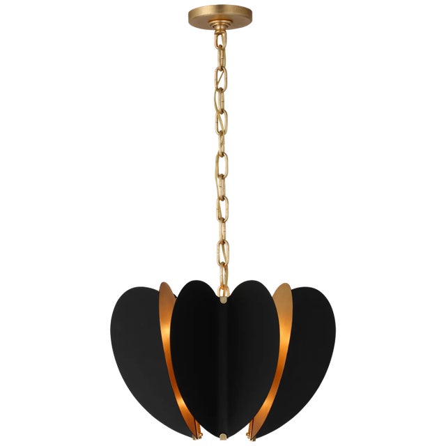 Kate Spade New York for Visual Comfort Signature Danes Small Chandelier in Matte Black & Gild For Sale