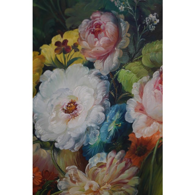 Paint Artist Signed Framed Oil Painting on Canvas Floral Still Life For Sale - Image 7 of 11