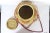 African Vintage African Coiled Straw Lidded Two Tone Orange Hand Woven Covered Basket With Straps For Sale - Image 3 of 10