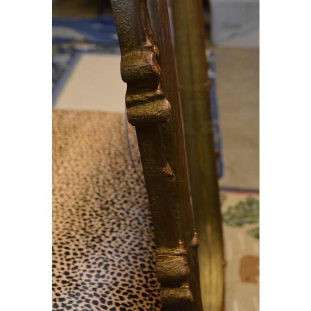 1960s Vintage Large Ornate Wavy Scrolled Edge Gold Wall / Mantel Mirror For Sale - Image 5 of 15