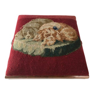 Antique English Mahogany and Needlepoint Footstool For Sale
