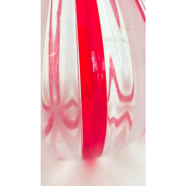 Red White and Transparent Glass Bottle Vase in the style of Gio Ponti, Italy, 1970s For Sale - Image 11 of 14