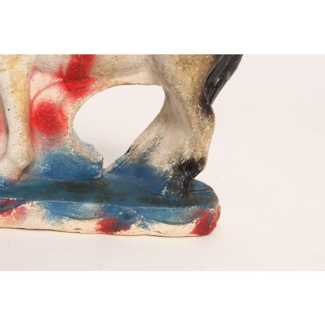 Vintage Americana Painted Red, White, and Blue Chalkware Horse Sculpture / Figurine For Sale - Image 15 of 15