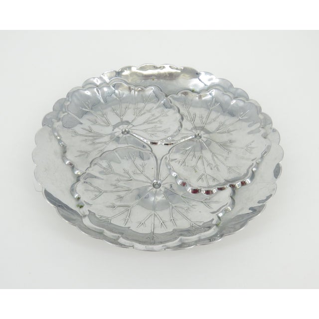 Period American Art Deco chrome lily pad dish by Bruce Hunt.
