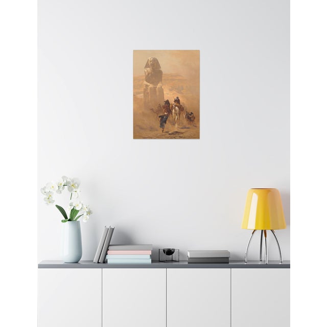 Atelier Aria Lumae Ludwig Hans Fischer the Khamsin Egypt Caravan and Colossi of Memnon Desert Landscape Fine Art Gallery Board Print 16" X 24" For Sale - Image 10 of 15