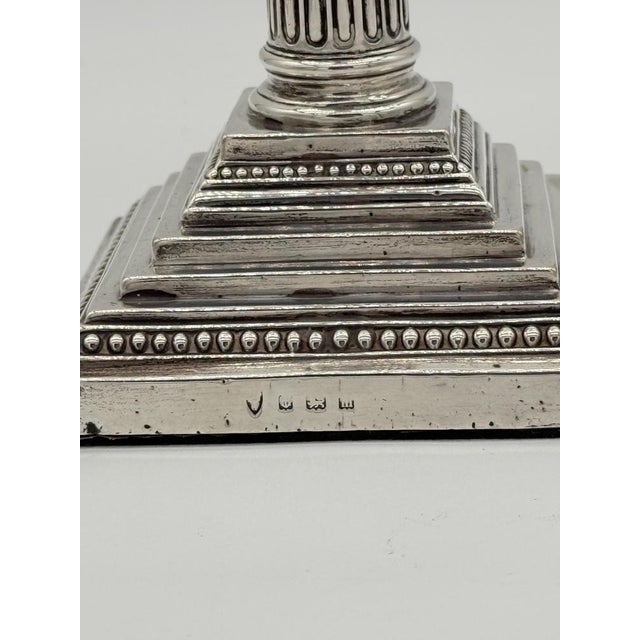 Late 19th Century Victorian Sterling Silver Corinthian Column Candlesticks, 1895, Set of 2 For Sale - Image 5 of 10