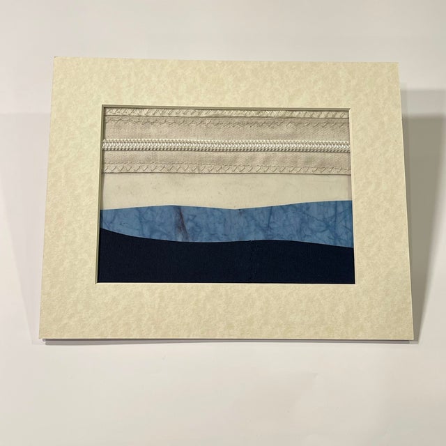 Blue Contemporary Semi-Abstract​ Mixed Media Nautical Sailcloth Landscape​ - By JJ-Hogan | Series of 3, Framed For Sale - Image 8 of 12