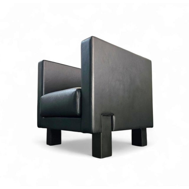 Moji Armchairs and 2-Seater Sofa in Black Leather by Shigeru Uchida for Poltrona Frau, Set of 5 For Sale - Image 16 of 18