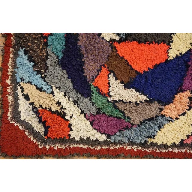 Great Red Border Color and Multi Color Background Vintage American Hooked Rug For Sale - Image 11 of 13