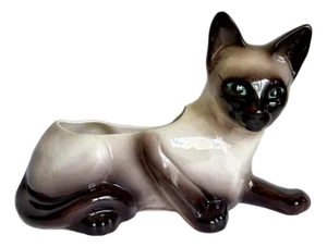 Mid-Century Figurative Siamese Cat Ceramic Planter Cachepot