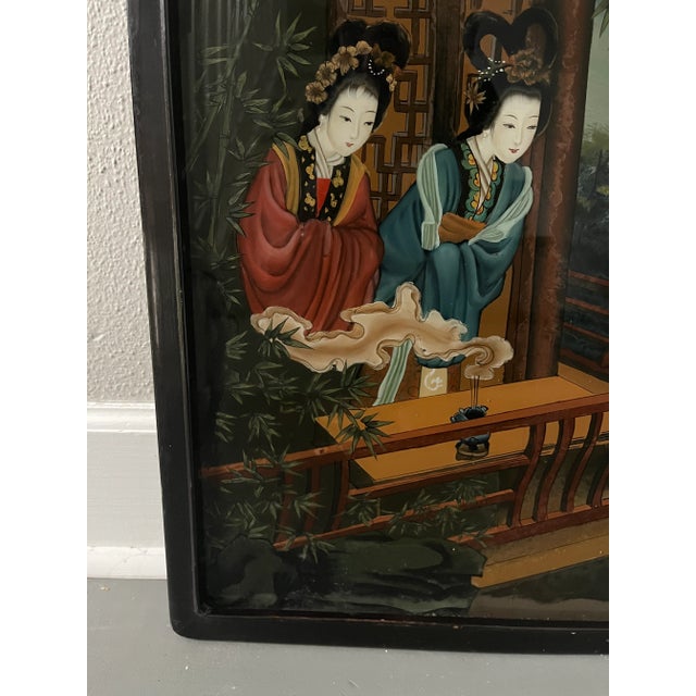18th Century 19th Century Chinese Export Reverse Painting on Glass For Sale - Image 5 of 9