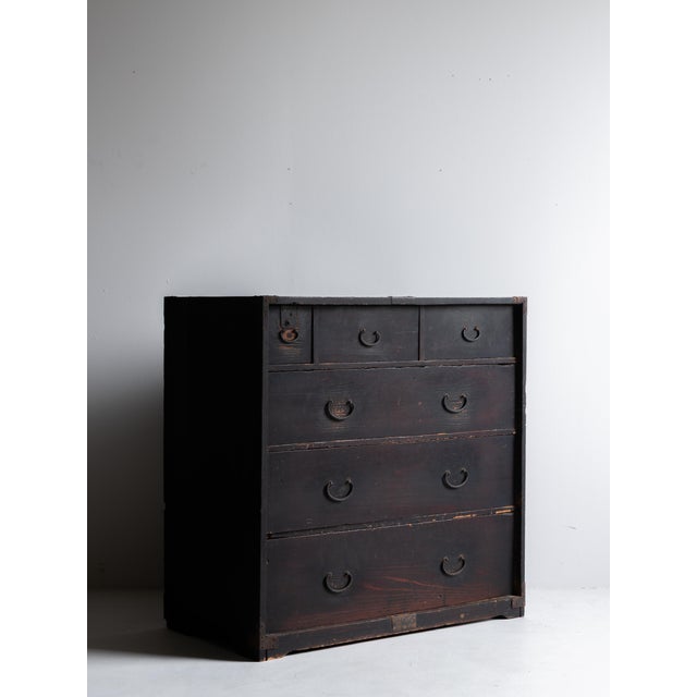 Black Japanese Antique Drawer 1860s-1920s / Tansu Wabi Sabi For Sale - Image 8 of 16
