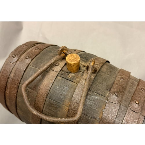 19th Century French Oak Wine or Cognac Travel Cask on Custom Ebonized Stand, Circa 1860 For Sale - Image 4 of 8