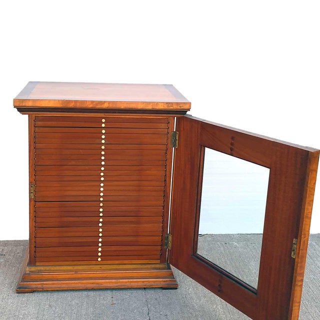 Victorian 19th Century Flemish Burled Birch Glazed Door Microscope Slide Table Cabinet For Sale - Image 3 of 13