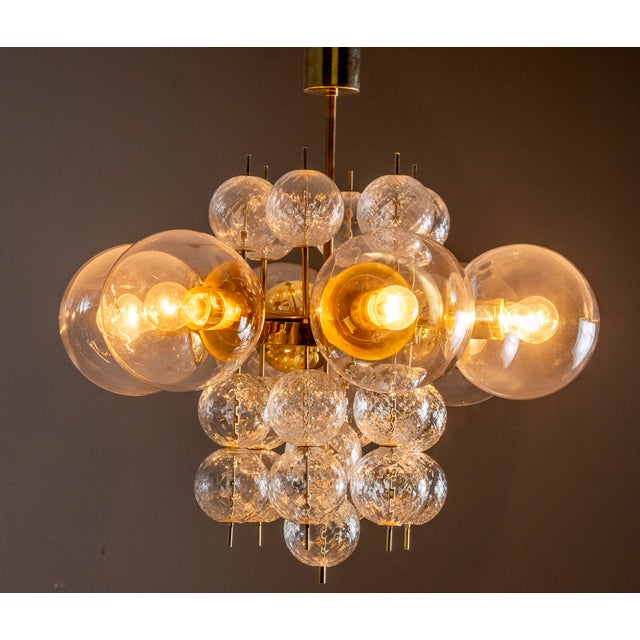 Mid-Century Brass and Glass Chandelier, Europe, 1960s For Sale - Image 10 of 12