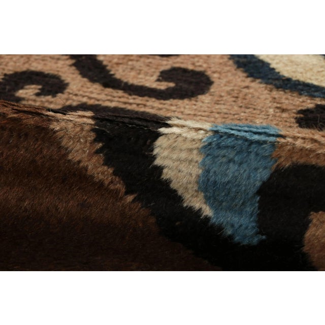 Textile Vintage Chinese Art Deco Rug in Brown With Medallion and Florals - Rug & Kilim For Sale - Image 7 of 7