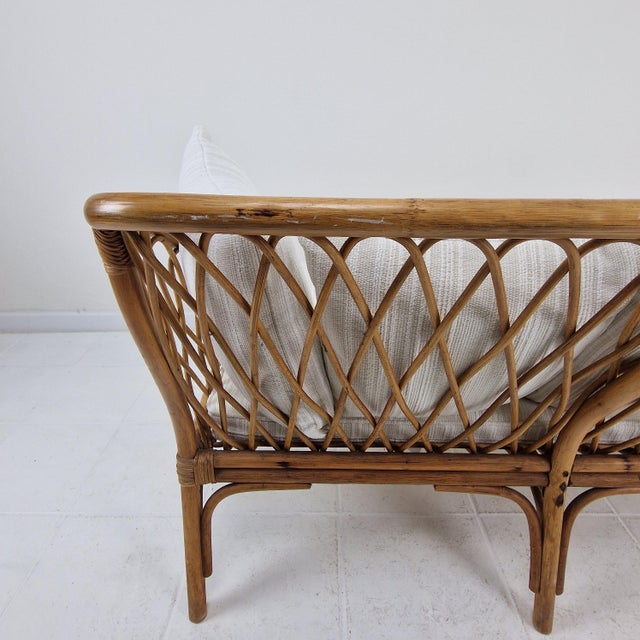 Mid-Century Italian Rattan & Bamboo Settee, 1970 For Sale - Image 9 of 16