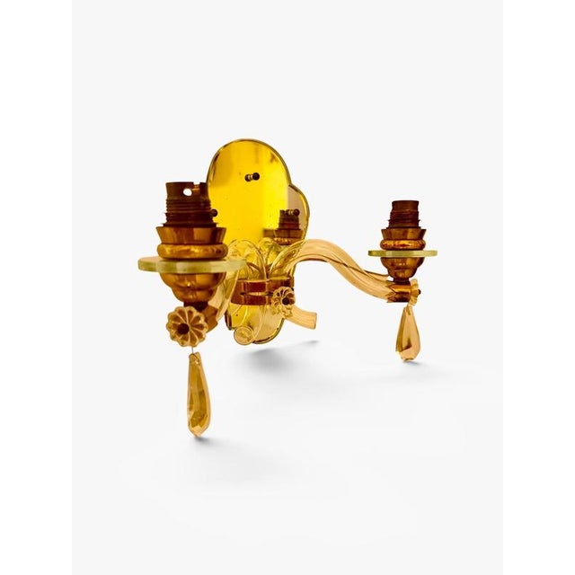 French Art Deco Crystal and Mirror Wall Sconces from Maison Baguès, 1945s, Set of 2 For Sale - Image 3 of 8