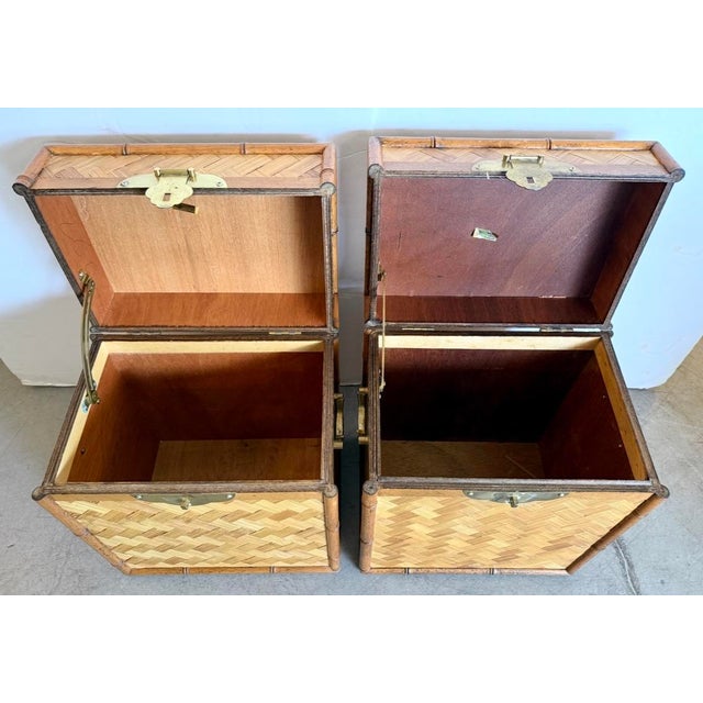 Set of 2 Asian Bamboo & Woven Rattan Trunks From 70's For Sale - Image 12 of 13