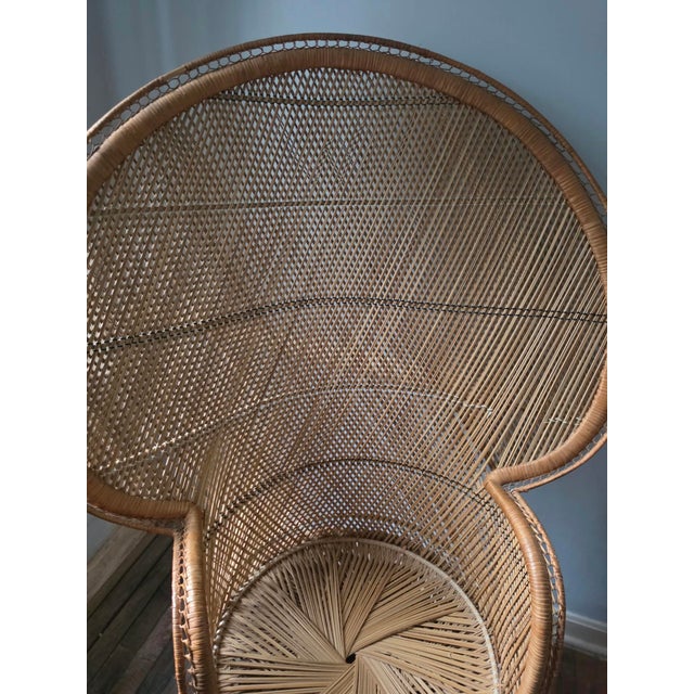 1990s Wicker Fan Back Chair For Sale In Cleveland - Image 6 of 10
