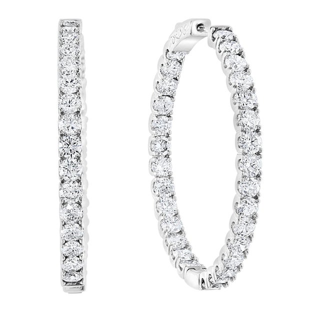 Arts & Crafts 10.5 Carat Diamond Inside Out Hoop Gala Cocktail Earrings in 14 Karat White Gold For Sale - Image 3 of 18