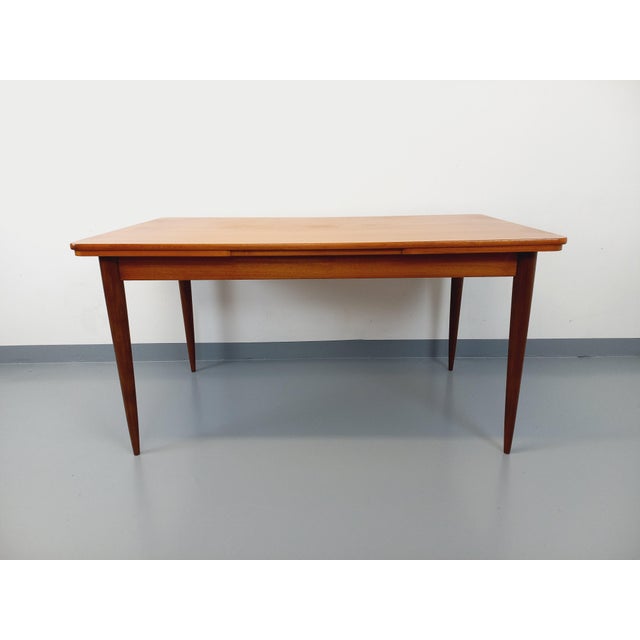 Vintage Scandinavian Style Rectangular Dining Table in Teak with Extensions, 1960s For Sale - Image 9 of 18