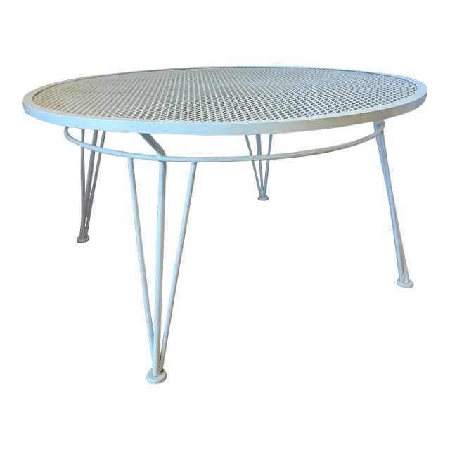 1950s Salterini Round Metal Patio Coffee Table For Sale