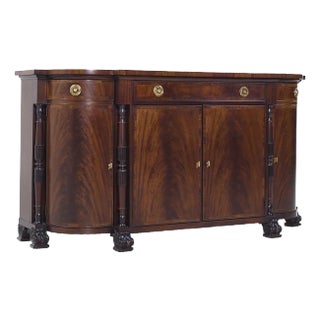 Hickory Chair Inlaid Mahogany and Brass Buffet Credenza For Sale