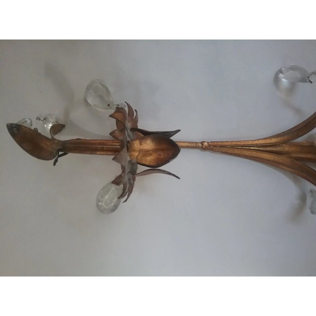 Figurative Hans Kogl Attributed 1970s Gilt Glass Prism Sconce For Sale - Image 3 of 7