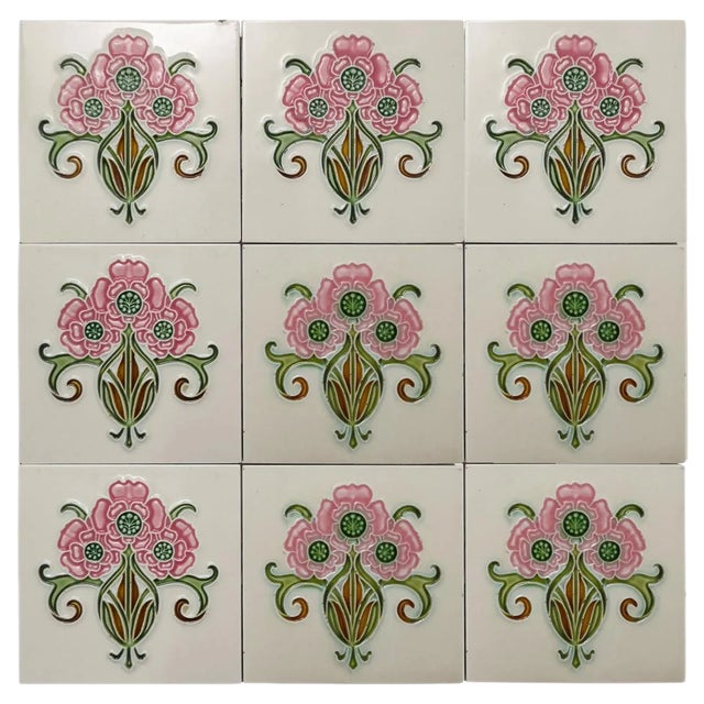 Glazed Art Nouveau Relief Tile from Gilliot, 1920s For Sale