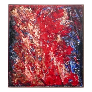 Jozef Mees, Early Lyrical Abstract Composition, Belgium, 1963, Oil on Panel For Sale