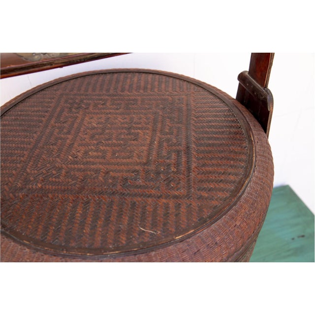 Antique Chinese Woven Bamboo Wedding Basket For Sale - Image 4 of 14