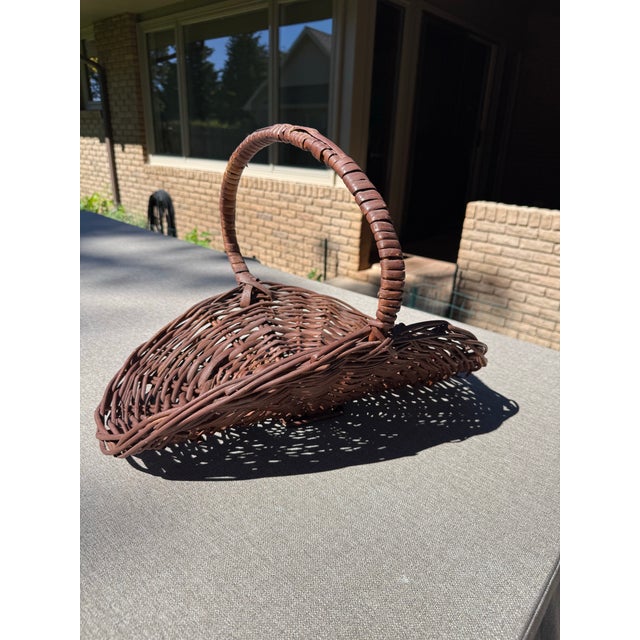 French Vintage French Style Wicker Flower Basket For Sale - Image 3 of 10