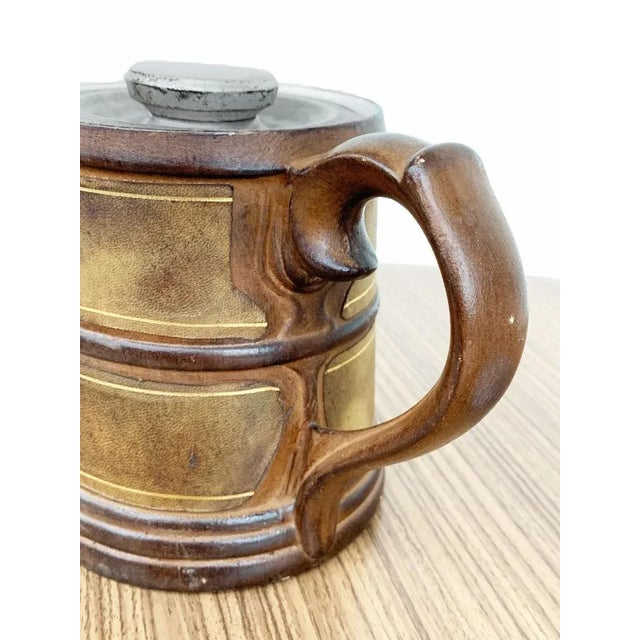 Mid-Century Leather & Porcelain Ceramic Tobacco Pot, 1950s For Sale - Image 6 of 13