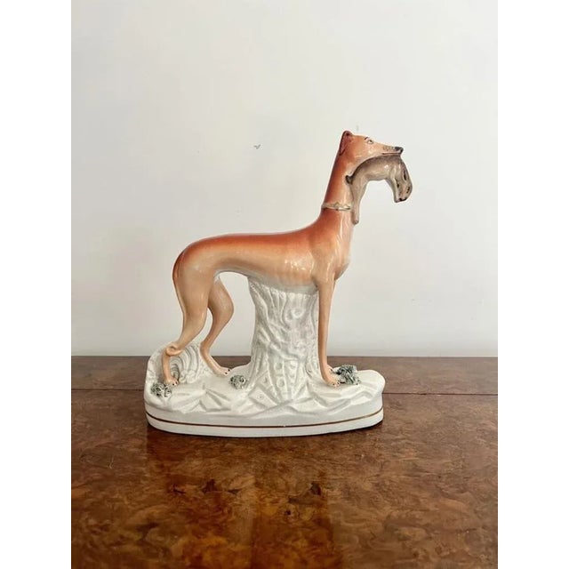 Brown Large Antique Victorian Staffordshire Greyhound, 1880 For Sale - Image 8 of 8