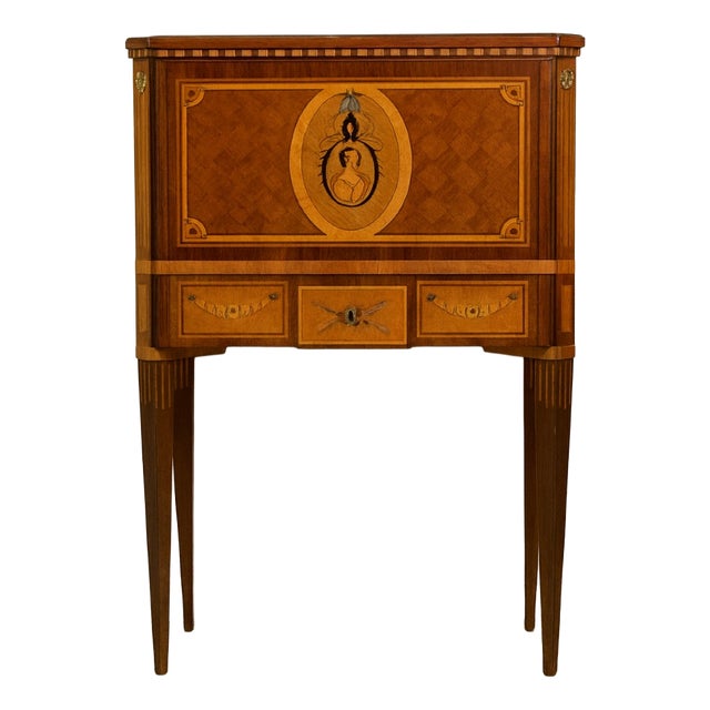 Louis XVI Style Bargueno Secretary Cabinet in Precious Wood Marquetry For Sale