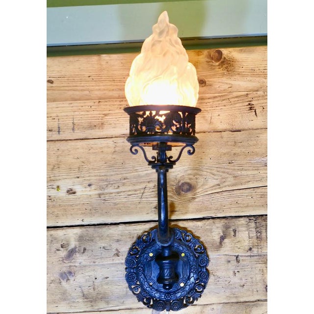 Large and Heavy Gothic Iron Castle Wall Light For Sale - Image 3 of 8