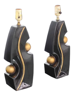 Mid-Century Modern Glazed Pottery Table Lamps- a Pair
