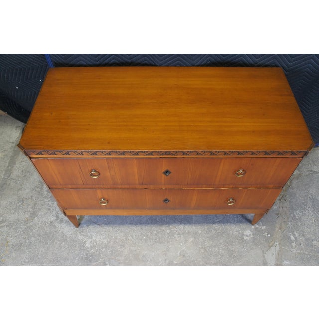 Wood Antique German Biedermeier Cherry Dresser Chest of Drawers Console Commode 46" For Sale - Image 7 of 12