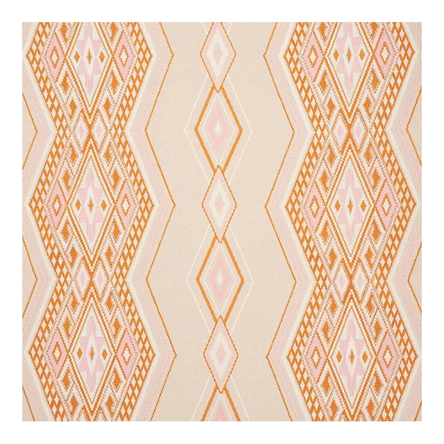 Sample - Schumacher Bayeta Embroidery Fabric in Pink & Orange For Sale
