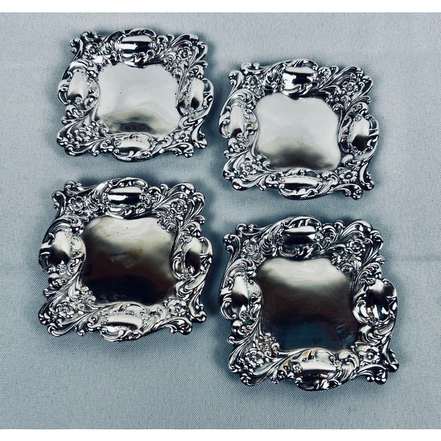 Metal Set of Four Repoussage Silver Plated Nut/Candy Dishes-America, C. 1940’s For Sale - Image 7 of 9