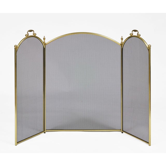 1950s Vintage Brass and Wire Fireplace Screen For Sale - Image 5 of 6